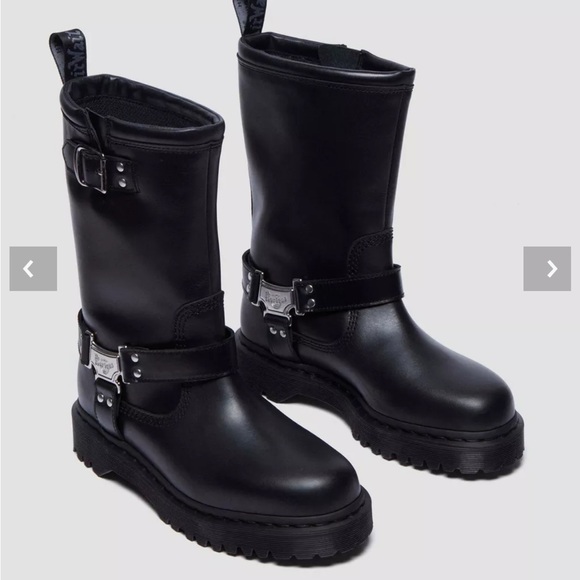 NIB Dr Martens ANISTONE HIGH Leather Biker Boots Wanama Black 10 - Picture 3 of 13